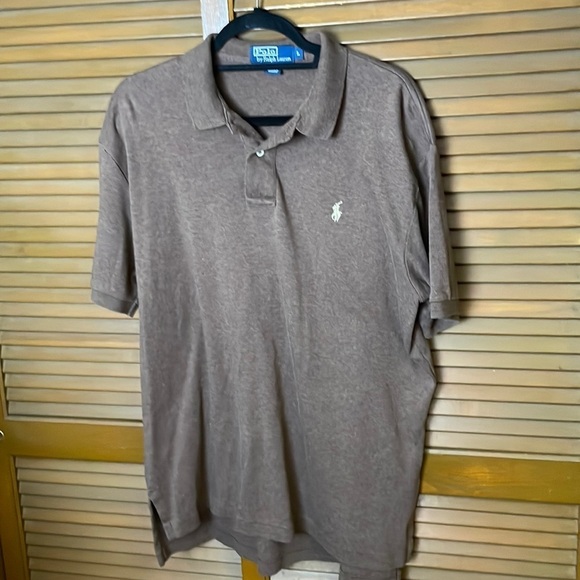 Polo Ralph Lauren Polo Shirt Large Mens Brown Short Sleeve 100% Cotton - Picture 1 of 9